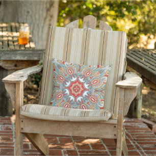 Chic Retro Rot Türkis Aquamarin Kaleidoskop Muste Kissen