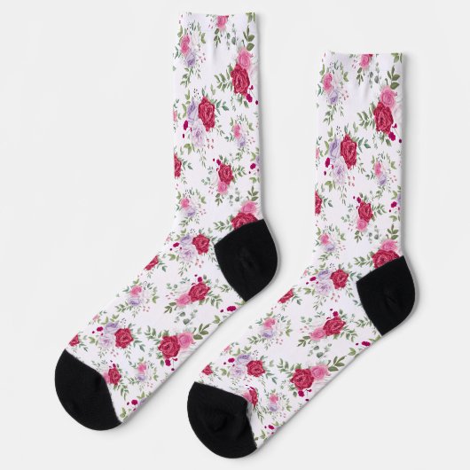 Chic Retro Spring Style lila Blumenmuster Socken (Linkes Detail)