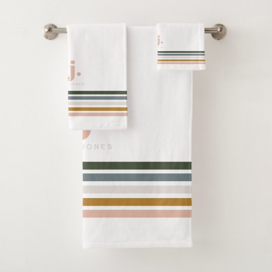 Chic Retro Streifen Monogramm Badhandtuch Set (Insitu)