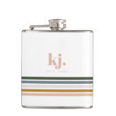 Chic Retro Streifen Monogramm Flachmann (Vorderseite)