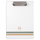 Chic Retro Streifen Monogramm Klemmbrett (Vorderseite)