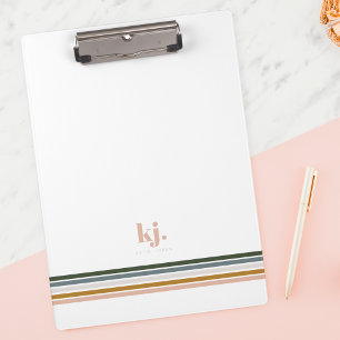 Chic Retro Streifen Monogramm Klemmbrett