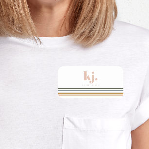 Chic Retro Streifen Monogramm Namensschild
