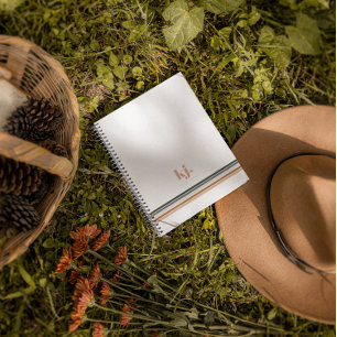 Chic Retro Streifen Monogramm Notizbuch Journal Notizblock