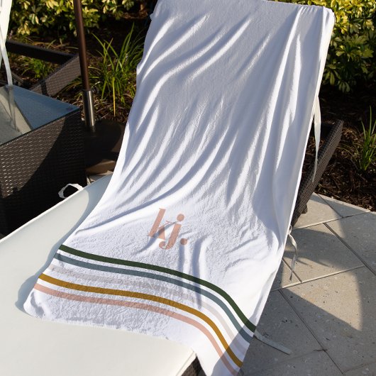 Chic Retro Streifen Monogramm Strandtuch