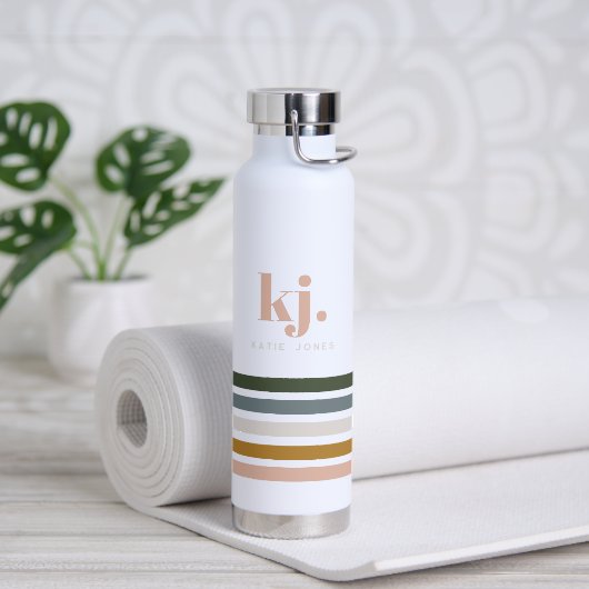 Chic Retro Streifen Monogramm Trinkflasche (Yoga)