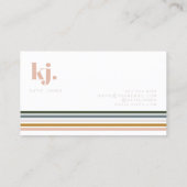 Chic Retro Streifen Monogramm Visitenkarte (Rückseite)