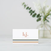 Chic Retro Streifen Monogramm Visitenkarte (Stehend Vorderseite)