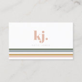 Chic Retro Streifen Monogramm Visitenkarte (Vorderseite)