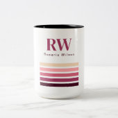 Chic Retro Stripes Monogram Coffee Mug Zweifarbige Tasse (Mittel)
