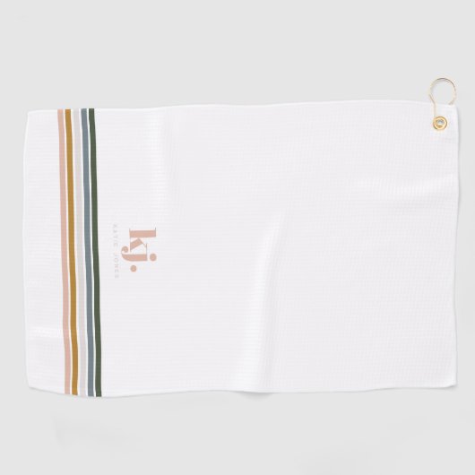 Chic Retro Stripes Monogram Golf Handtuch (Horizontal)