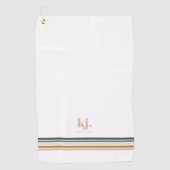 Chic Retro Stripes Monogram Golf Handtuch (Vorderseite)