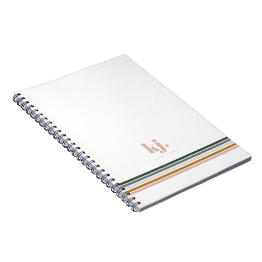Chic Retro Stripes Monogram Notebook Journal Notizblock (Rechte Seite)