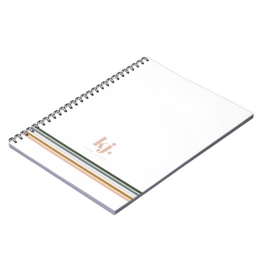 Chic Retro Stripes Monogram Notebook Journal Notizblock (Linke Seite)