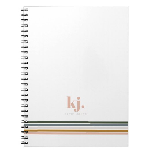 Chic Retro Stripes Monogram Notebook Journal Notizblock (Vorderseite)