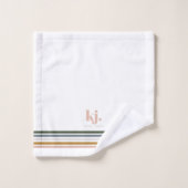 Chic Retro Stripes Monogramm Badhandtuch Set (Waschlappen)