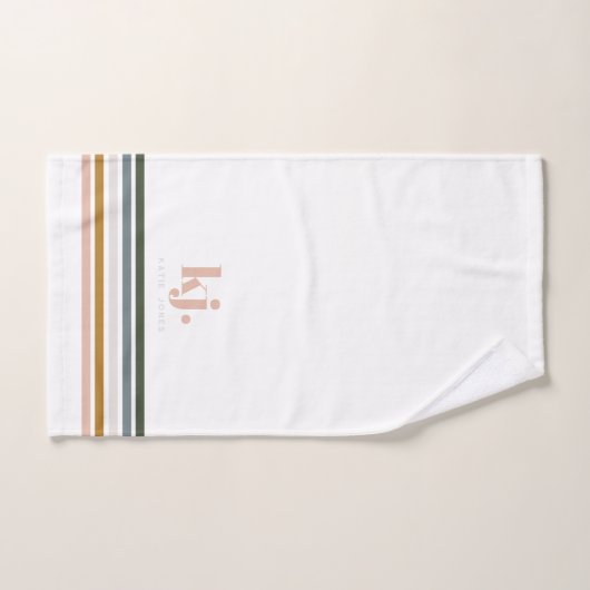 Chic Retro Stripes Monogramm Badhandtuch Set (Handtuch)