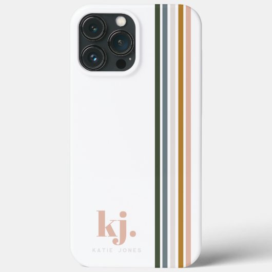 Chic Retro Stripes Monogramm Case-Mate iPhone Hülle (Rückseite)