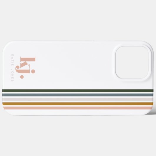 Chic Retro Stripes Monogramm Case-Mate iPhone Hülle (Rückseite (Horizontal))