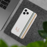 Chic Retro Stripes Monogramm Case-Mate iPhone Hülle<br><div class="desc">Ein minimalistisches Monogramm-Design mit großen typografischen Initialen in einem klassischen Schriftart mit Ihrem Namen unten und schicken Retro-Regenbogenfarben Streifen. Telefonzellen bieten die Möglichkeit, Ihre Persönlichkeit lassen. Ihr Handy-Fall kann ausgewählt sein, um Ihre große Modebewusstsein zu zeigen, lassen, Menschen über ein geliebtes Hobby oder Interesse zu wissen, oder eine schlanke und...</div>