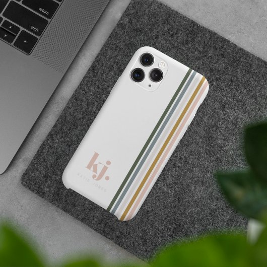 Chic Retro Stripes Monogramm Case-Mate iPhone Hülle