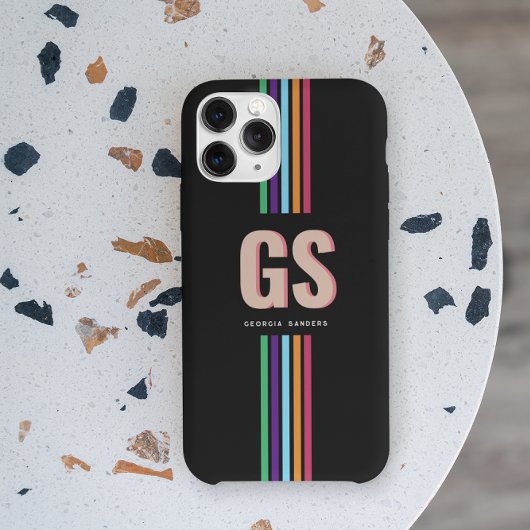 Chic Retro Stripes Monogramm Case-Mate iPhone Hülle