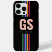 Chic Retro Stripes Monogramm Case-Mate iPhone Hülle (Rückseite)