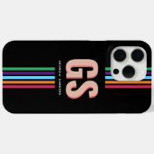 Chic Retro Stripes Monogramm Case-Mate iPhone Hülle (Rückseite (Horizontal))