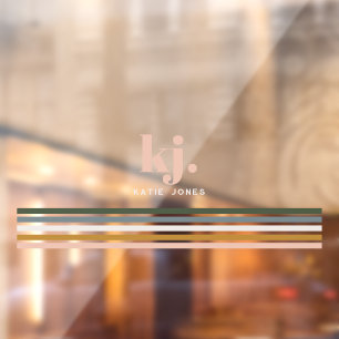 Chic Retro Stripes Monogramm Fensteraufkleber