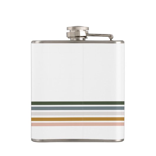 Chic Retro Stripes Monogramm Flachmann (Rückseite)