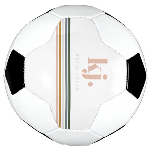 Chic Retro Stripes Monogramm Fußball (Gedreht)