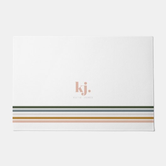 Chic Retro Stripes Monogramm Fußmatte (Vorderseite)