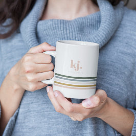 Chic Retro Stripes Monogramm Kaffeetasse