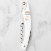 Chic Retro Stripes Monogramm Kellnermesser (Vorderseite)