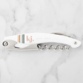 Chic Retro Stripes Monogramm Kellnermesser (Vorderseite)
