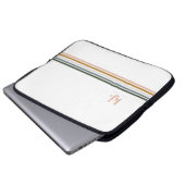 Chic Retro Stripes Monogramm Laptop-Sieb Laptopschutzhülle (Vorne Knopf)