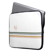 Chic Retro Stripes Monogramm Laptop-Sieb Laptopschutzhülle (Vorderseite Links)