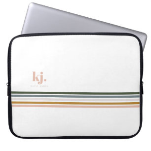Chic Retro Stripes Monogramm Laptop-Sieb Laptopschutzhülle