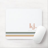 Chic Retro Stripes Monogramm Mousepad (Mit Mouse)