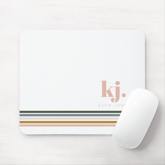 Chic Retro Stripes Monogramm Mousepad (Mit Mouse)