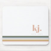 Chic Retro Stripes Monogramm Mousepad (Vorne)