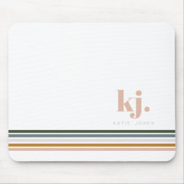 Chic Retro Stripes Monogramm Mousepad