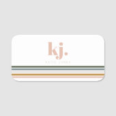 Chic Retro Stripes Monogramm Namensschild (Vorderseite)