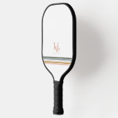 Chic Retro Stripes Monogramm Pickleball Schläger (Links)