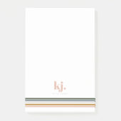 Chic Retro Stripes Monogramm Post-it Klebezettel (Vorderseite)