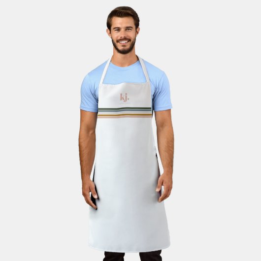 Chic Retro Stripes Monogramm Schürze (Getragen)