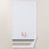 Chic Retro Stripes Monogramm Strandtuch (Vorderseite)