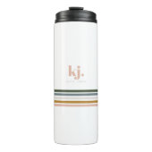 Chic Retro Stripes Monogramm Thermosbecher (Vorderseite)