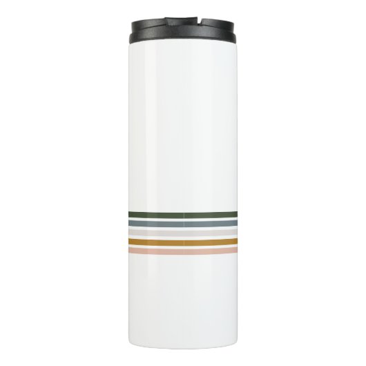 Chic Retro Stripes Monogramm Thermosbecher (Rückseite)