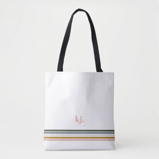 Chic Retro Stripes Monogramm Totbeutel Tasche (Vorderseite)